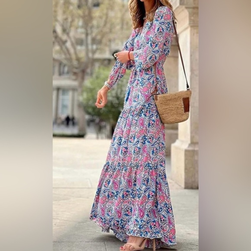 Multi Color Paisley Maxi Dress